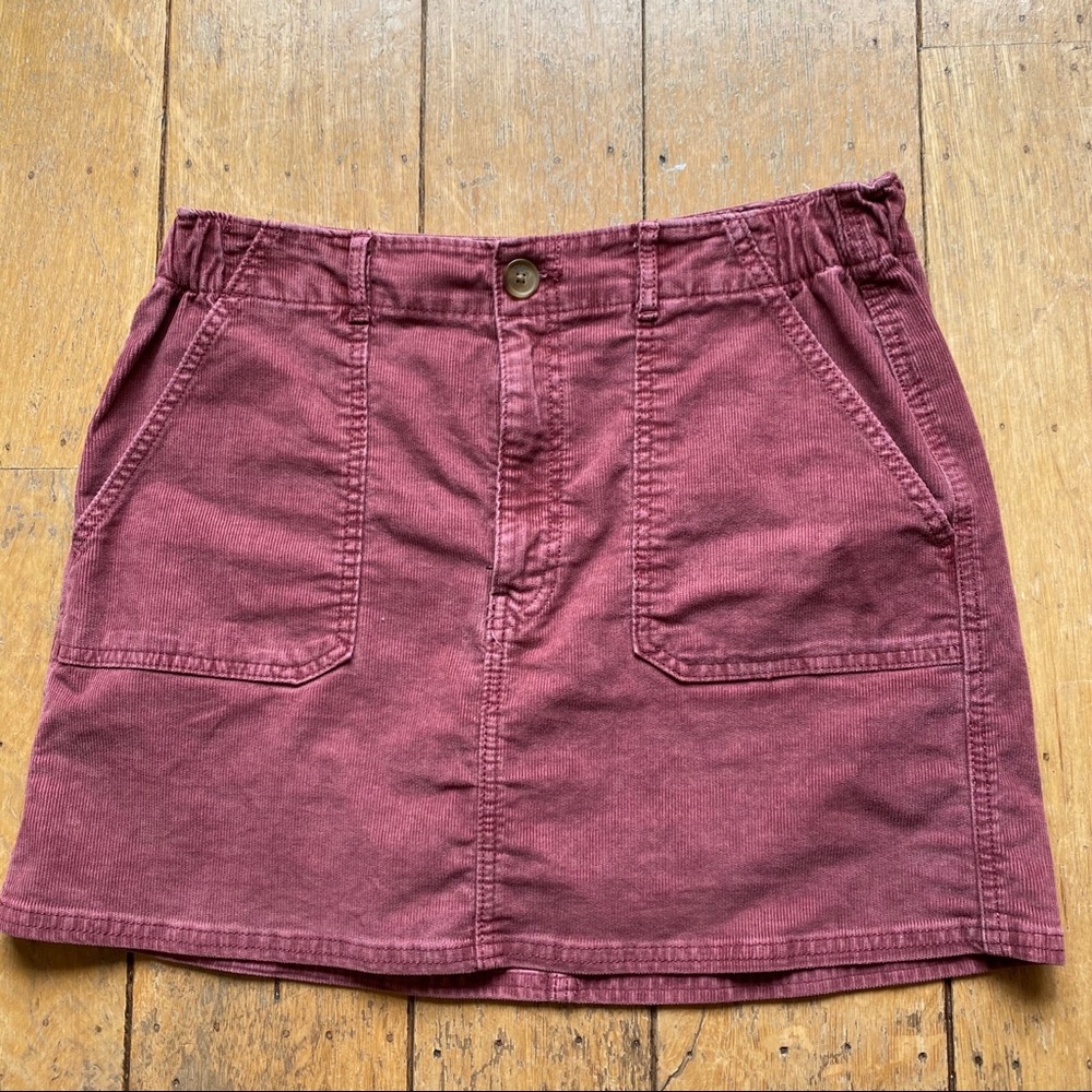 pink corduroy mini skirt